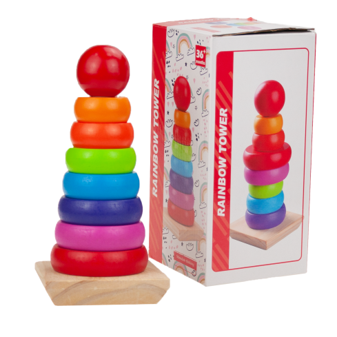 TG50038 pyramidka, montessori třídič, věž, dřevěné kostky