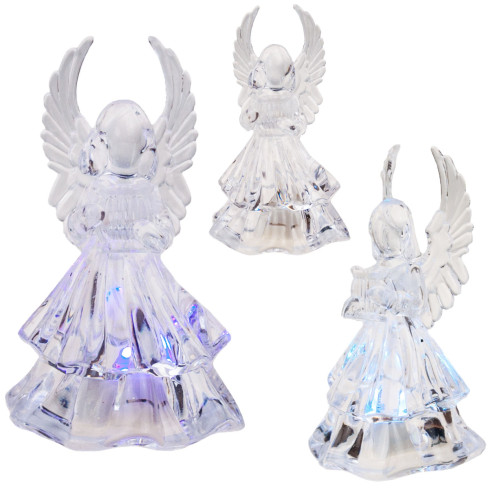 TG51123 akrylové andělské figurky s LED osvětlením do betlému + baterie, svítící vánoční dekorace