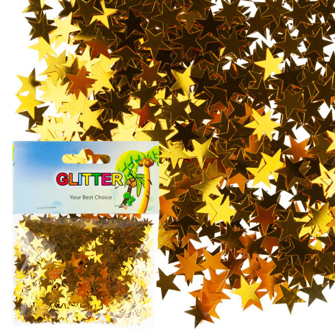 Zlaté třpytivé hvězdičky, na scrapbooking, zdobení přáníček a dárků, 35 g