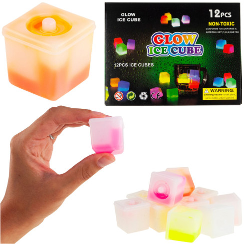 TG53193 barevné fluorescenční svítící kostky ledu, 12 ks, kostka ledu