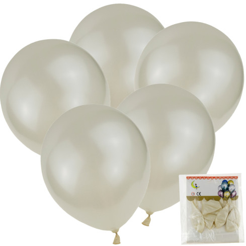 TG53244B metalické balonky, 5 ks, bílé, ecru, svatební, perleťové