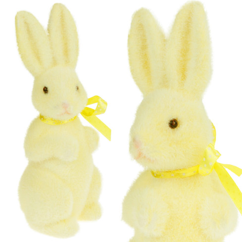 TG55589-1 zajíc, králíček, velikonoční králík, flokovaná dekorace, figurka králíčka, 22 cm