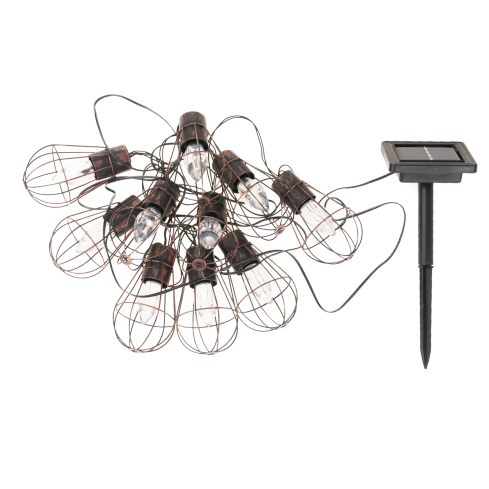 TG60432 solární lampičky s 10 LED diodami, ve stylu loft, drátěné, zahradní lampičky, girlanda na balkon