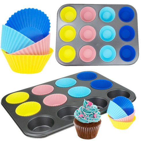 TG56237 plech na muffiny + 12 silikonových formiček na muffiny, forma na sušenky