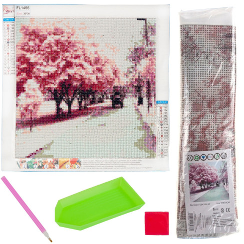 TG64203-10 diamantová výšivka, diamantová mozaika, park se stromy, alej, 5D