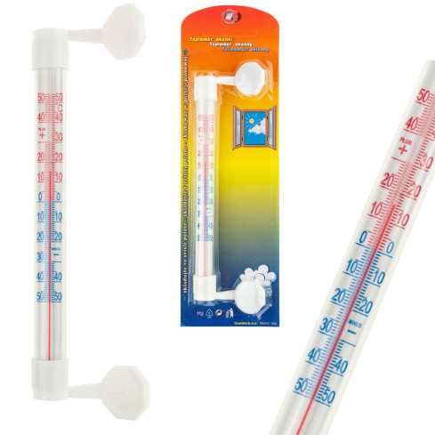 TG64645 okenní teploměr, venkovní, bílý, samolepicí, na balkon