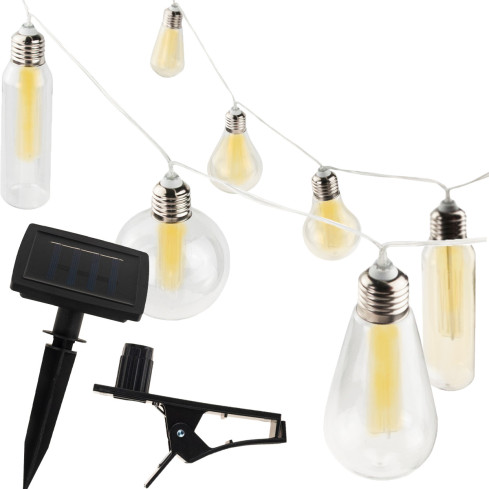 TG66778 solární lampa, zahradní LED girlanda, loftový světelný řetěz, solární žárovky