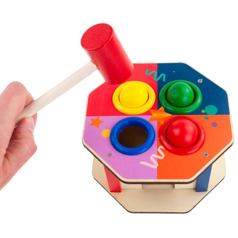 TG67016 Montessori hra s dřevěnými kolíčky + barevné kladívko na propichování