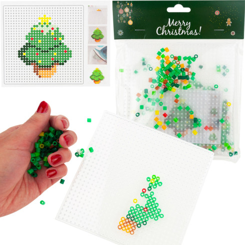 TG69618 puzzle DIY, deska s kolíky, korálky, mozaika, korálková dlaždice, vánoční skládačka