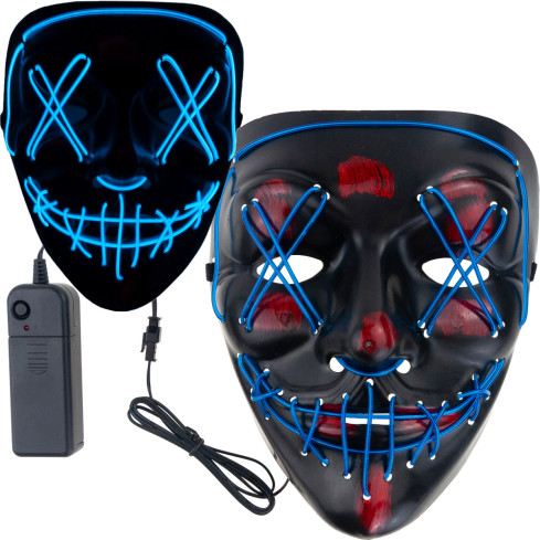 TG70276 svítící LED maska na halloweenskou párty s motivem filmu „The Purge“, strašidelná, na baterie