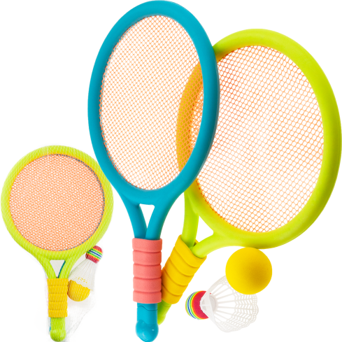 TG71584 badmintonová sada, raketky, míček, barevné rakety, herní sada