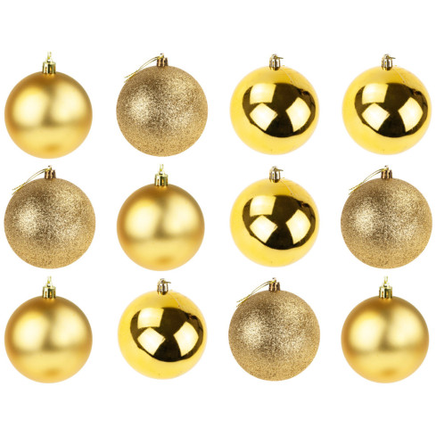 TG74324-3 ORNAMENTS 12KS 3CM SADA ZLATÉ TŘPYTKY MATNÉ TŘPYTKY NA VÁNOČNÍ STROMEK