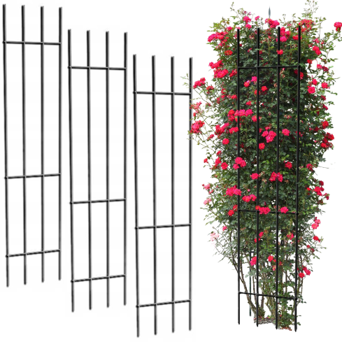 TG77602 kovová zahradní pergola, opora pro růže a květiny, mřížka, sada 3 ks.