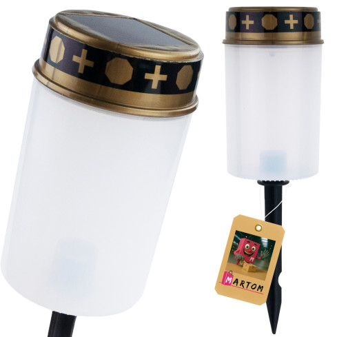 TG80339-1 solární LED svíčka, hrobní lucerna, soška na hřbitov, teplé světlo