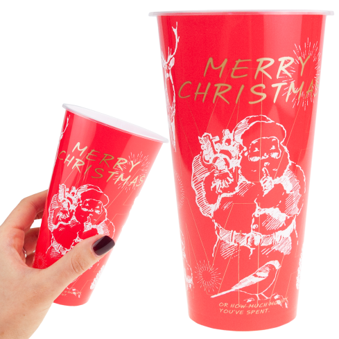TG81343 vánoční plastový hrnek na opakované použití, 450 ml, s motivem Santa Clause