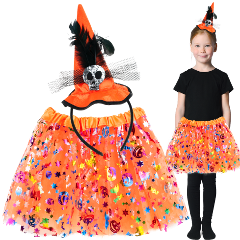 TG83794 halloweenská tylová sukýnka + čelenka / fascinátor