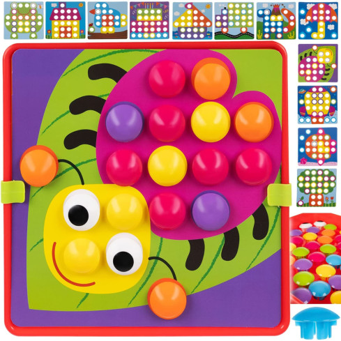 TG67283 skládanka s knoflíky, vzdělávací mozaika, houbičky, puzzle, špendlíky, montessori hra