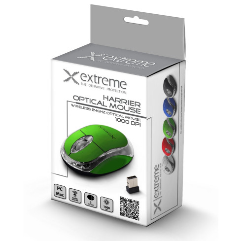 XM105G extreme bezdrátová myš 2,4 GHz, 3D optická, USB, harrier, zelená