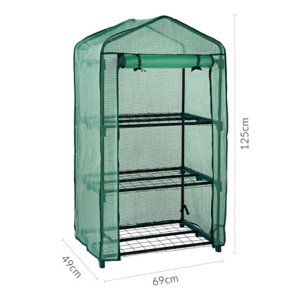 TG71366 mini balkonový skleník s policemi, fólií, sadbovačem pro výsev a herbářem, 125 × 69 × 49