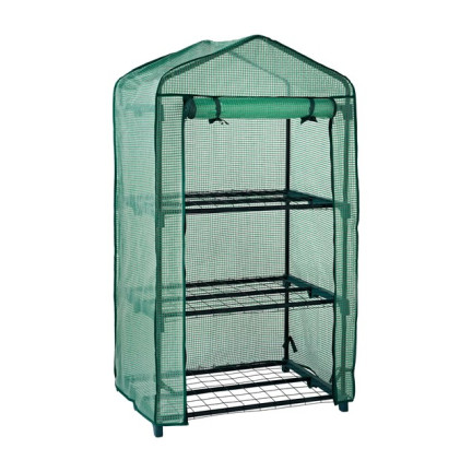 TG71366 mini balkonový skleník s policemi, fólií, sadbovačem pro výsev a herbářem, 125 × 69 × 49