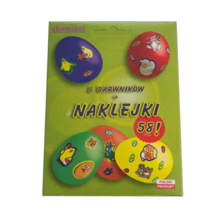 CHEM0083 samolepky + 5 barviv na velikonoční vajíčka, barviva na Velikonoce