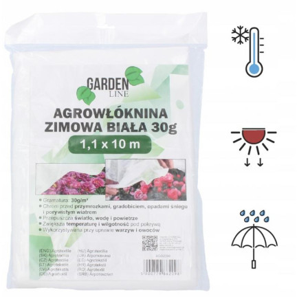 AGO2098 AGROTEXTILIE 1,1X10M JARNÍ/ZIMNÍ BÍLÁ 30G