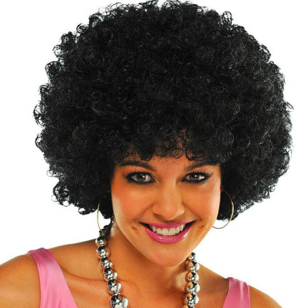 UR27 afro paruka s černými kudrnatými vlasy na večírek ve stylu 70. a 80. let, na Silvestra
