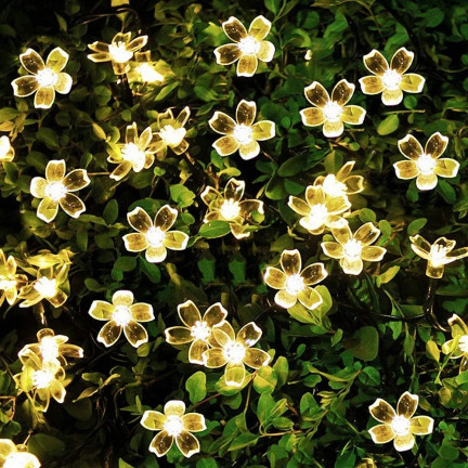 TG81586 solární světla, květiny, 30 LED, délka 6,5 m, 8 režimů svícení, teplá bílá