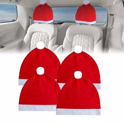TG76548 potahy na opěrky hlavy do auta – čepice Santa Clause, sada 4 ks