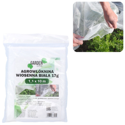 AGO2050 zahradní krycí agrotextilie, textilie 1,1 × 10 m, jarní, bílá, 17 g