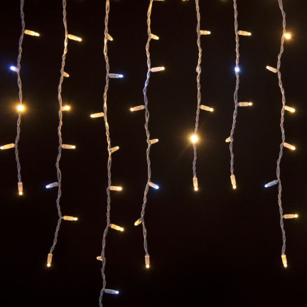 Bt-01 řetězová světla 300 LED, teplá bílá + studený záblesk, 13 m, vánoční stromky do zahrady