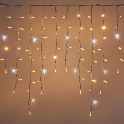 Bt-01 řetězová světla 300 LED, teplá bílá + studený záblesk, 13 m, vánoční stromky do zahrady