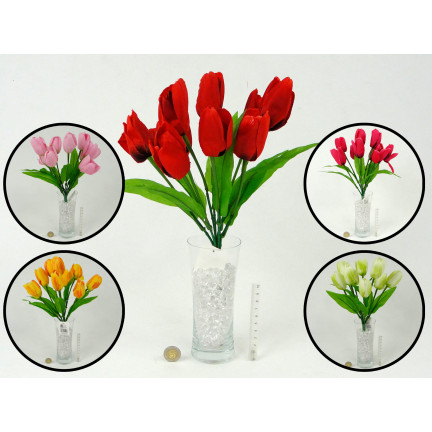 64901-p kytice tulipánů, 9 ks, oranžová, umělá, krásná