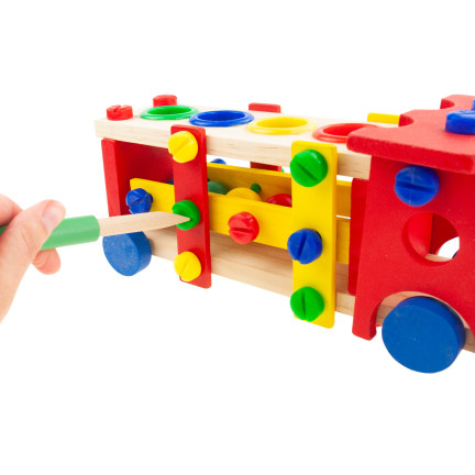 2320 dřevěný nákladní vůz, velký auto na skládání, kostky, kladívko, třídič