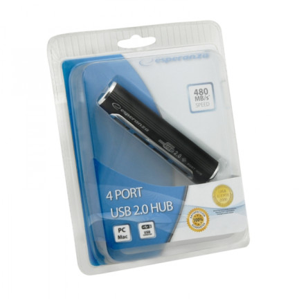 ES266 USB 2.0 rozbočovač se 4 porty, hliníkový, EA115