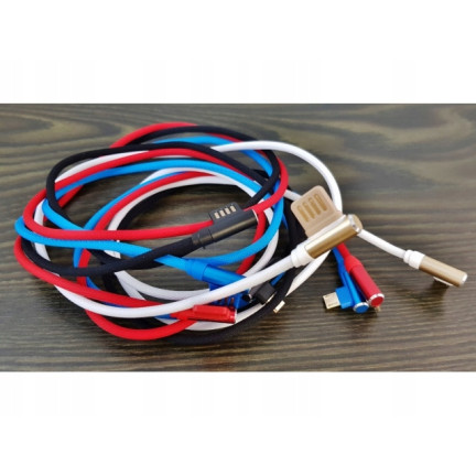 13679 kabel micro USB s bočním konektorem, nylon, 100 cm, hliník