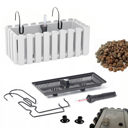 DDEF400W-S449 balkonový květináč, vhodný na balkon, zábradlí, terasu, bílý
