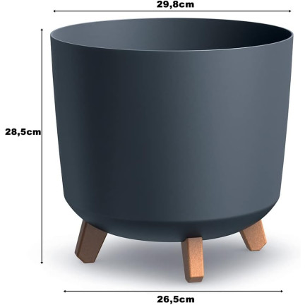 DGTL300L-S433 květináč s odvodněním na nožkách, 30 cm, antracitová trubka, mísa