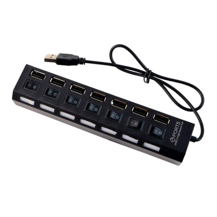 USB rozbočovač 2.0, s 7 porty, samostatné vypínače