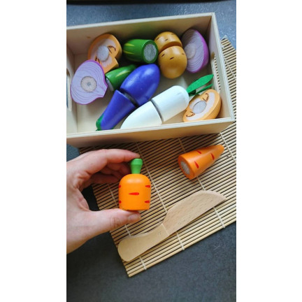 TG55486 DŘEVĚNÉ VEGETABLES v krabičce na suchý zip na řezání