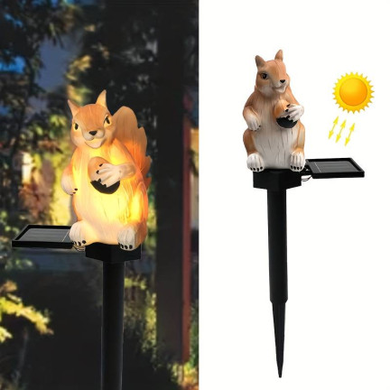 TG71282 solární lampa ve tvaru veverky, zapichovací zahradní LED lampa, solární senzor soumraku
