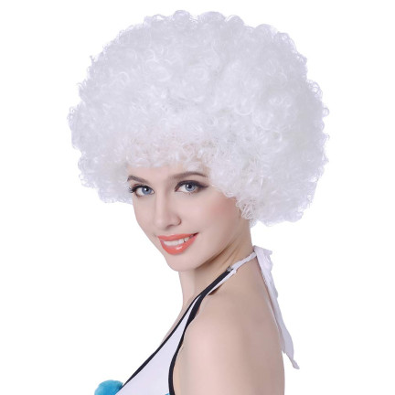TG63178 afro paruka pro Santa Clause, bílá, kostým andílka, andělský převlek