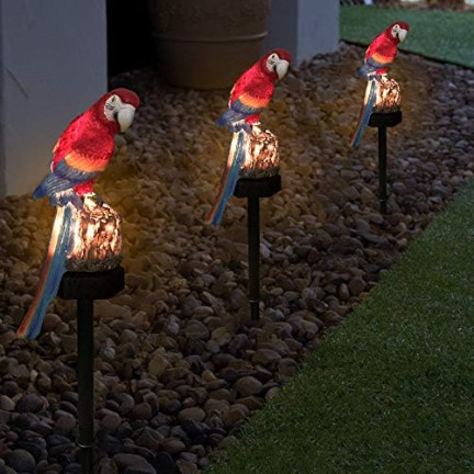 TG71280 solární lampa ve tvaru papouška, zapichovací zahradní LED lampa se solárním senzorem soumraku