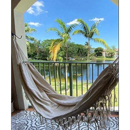 TG60442 brazilská zahradní houpací síť XL ve stylu boho, velká houpací síť pro dvě osoby, provazy, 200 × 100 cm