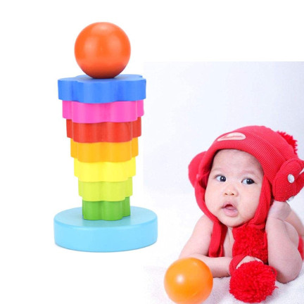 TG67026 pyramidová montessori třídička, věž, dřevěné kostky, skládačka
