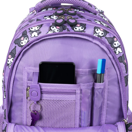 KUR1 školní batoh Kuromi Sanrio, fialový, originální s licencí, St. Majewski, 22 l, 4 přihrádky