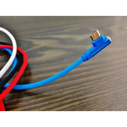13679 kabel micro USB s bočním konektorem, nylon, 100 cm, hliník