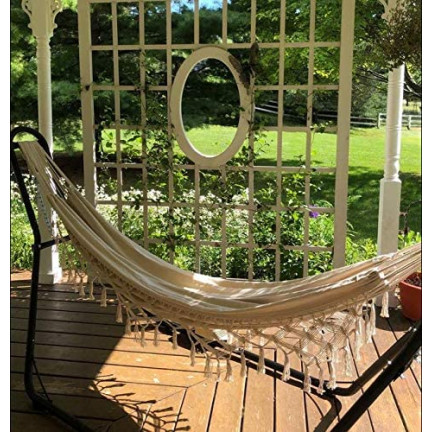 TG60442 brazilská zahradní houpací síť XL ve stylu boho, velká houpací síť pro dvě osoby, provazy, 200 × 100 cm