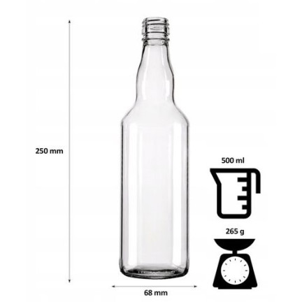 PAC5001/2 láhev láhve z obchodu s alkoholem Monopol 500 ml 0,5 l na domácí pálenku, vodku, džus, likér
