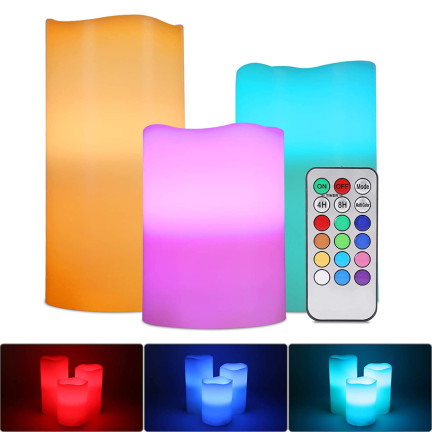 OO68 LED svíčky na dálkové ovládání, sada 3 ks, RGB